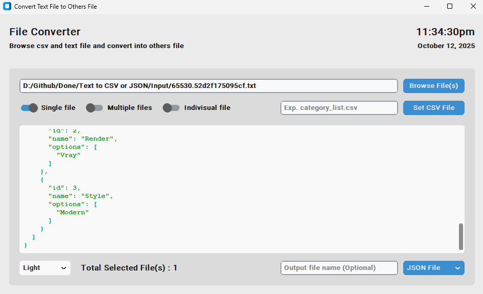 Output Main Window